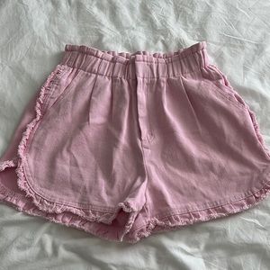 Papermoon: High Rise Paperbag Waisted Pink Shorts